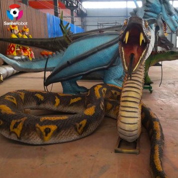 Life size attractive animatronic animal Python model for outdoor park decorations