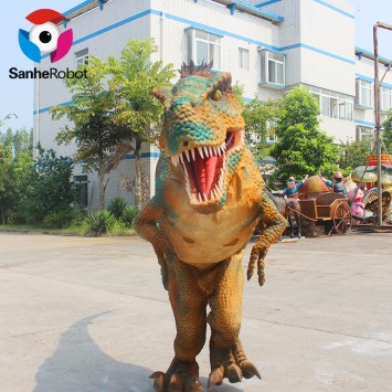 Traxe de dinosauro realista de tamaño real camiñando en parque de atraccións á venda