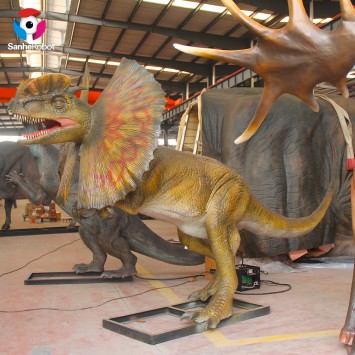 Outdoor Playground decoration props waterproof dinosaur robotic dinosaur Dilophosaurus model