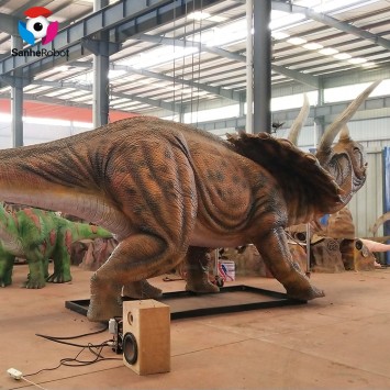 Outdoor exhibition animatronic dinosaurios roaring Triceratops dinosaur model for sale