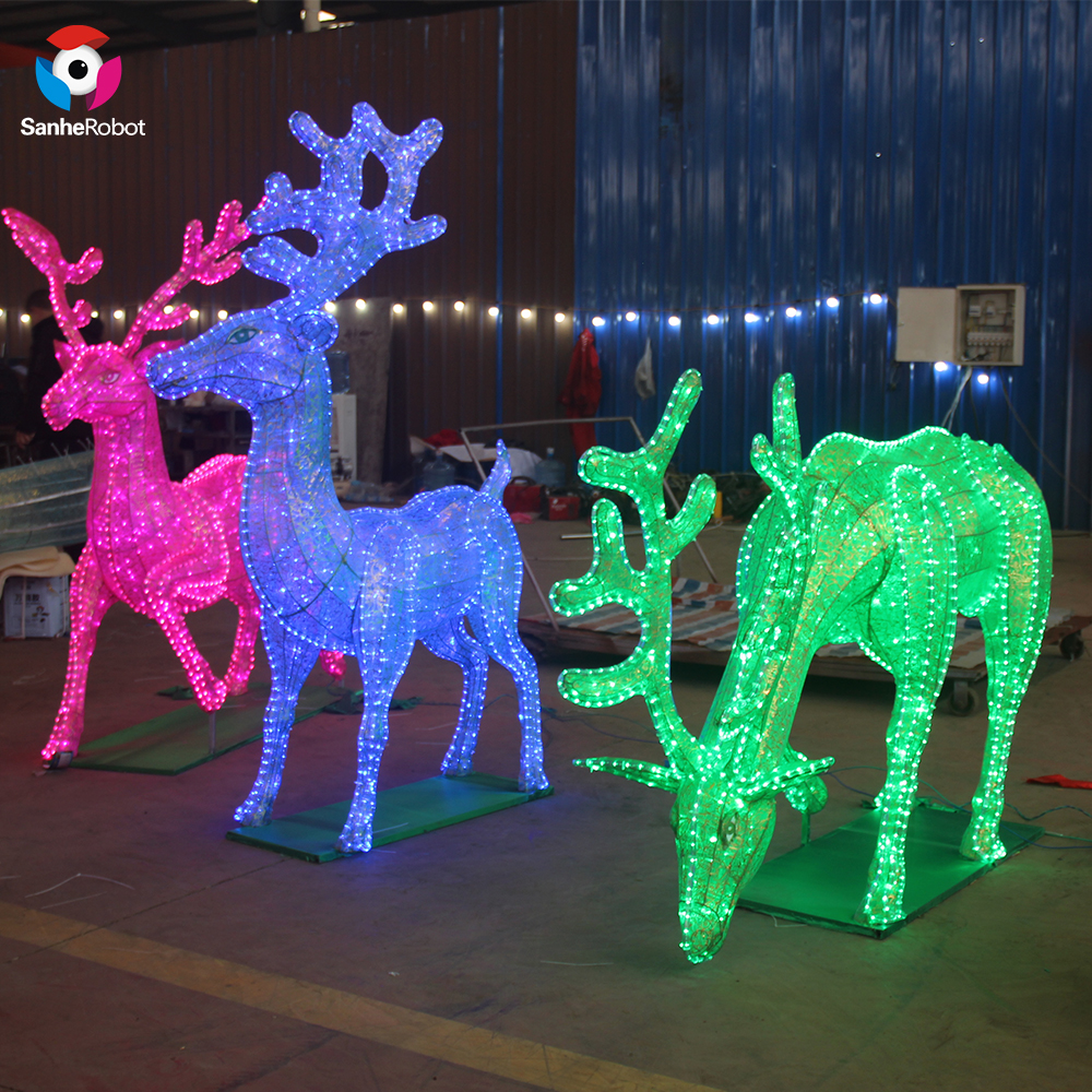 China Wholesale Animal Silk Lantern Quotes Pricelist - Life-size elk forest Chinese Festival Lantern for Amusement Park  – Sanhe