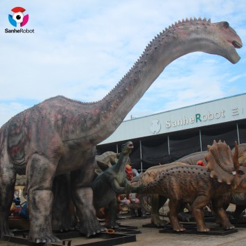 Large animatronic dinosaur life size Massospodylus model for theme park