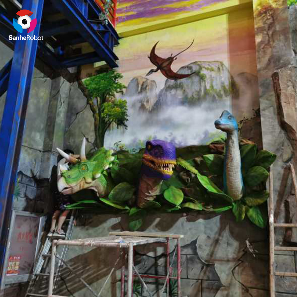 China Wholesale Reptile Park Dinosaur Manufacturers Suppliers - Wall Decorate Simulation Rubber Dinosaur For Indoor  – Sanhe