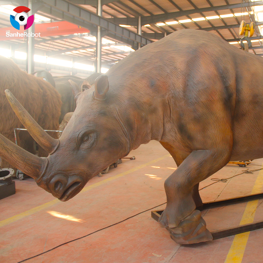 China Wholesale Marine Water Animals Factory Quotes - Factory price life size animatronic mechanical animal model Woolly Rhinoceros for sale  – Sanhe