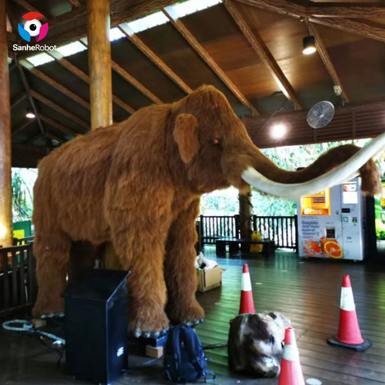 China Wholesale Biggest Prehistoric Animals Factories Pricelist - Hot sale sanhe brand life size animatronic Interactive mammoth elephant statues for sale  – Sanhe detail pictures