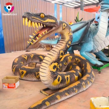 Life size attractive animatronic animal Python model for outdoor park decorations
