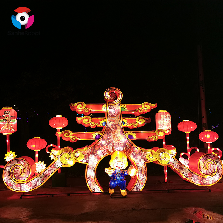 China Wholesale Wholesale Lantern Festival Manufacturers Suppliers - Decorative fabric silk chinese outdoor lantern festival  – Sanhe