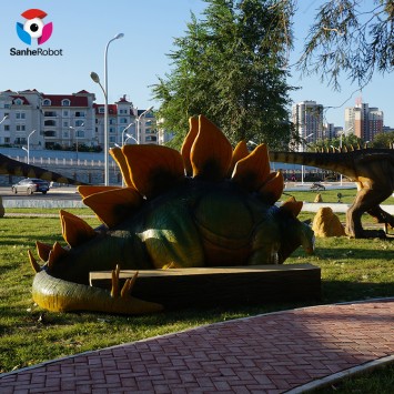 Bolalar Ishlatilgan ramka shisha tolali simulyatsiya dinozavr tashqi zamonaviy park skameykasi