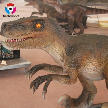 Amusement park realistic life size animatronic dinosaur mechanical dinosaur life size Velociraptor model