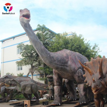 Large animatronic dinosaur life size Massospodylus model for theme park