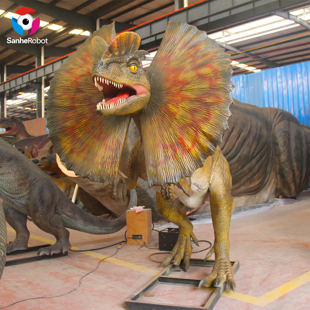 China Wholesale 3 Headed Dinosaur Factory Quotes - Outdoor Playground decoration props waterproof dinosaur robotic dinosaur Dilophosaurus model  – Sanhe detail pictures