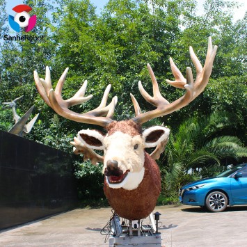 Outdoor Large Animatronic Sculpture Deer Head For Christmas Decoration