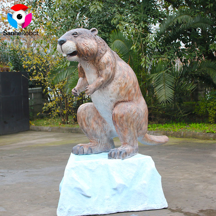 China Wholesale Metal Cat Sculpture Quotes Pricelist - Park Decoration Fiberglass Resin Beaver Sculpture Animal  – Sanhe detail pictures