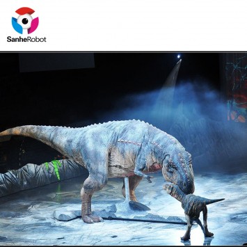 Interactive dinosaurs performing on stage