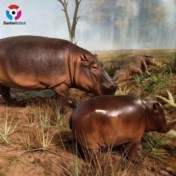 გასართობი პარკი მორგებული სიმულაციის Animatronic Animal Hippo