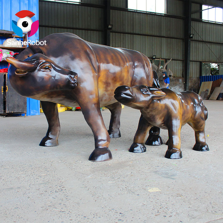 China Wholesale Large Metal Art Sculptures Quotes Pricelist - Landscape park beauty decorative Fiberglass bull animal figure  – Sanhe