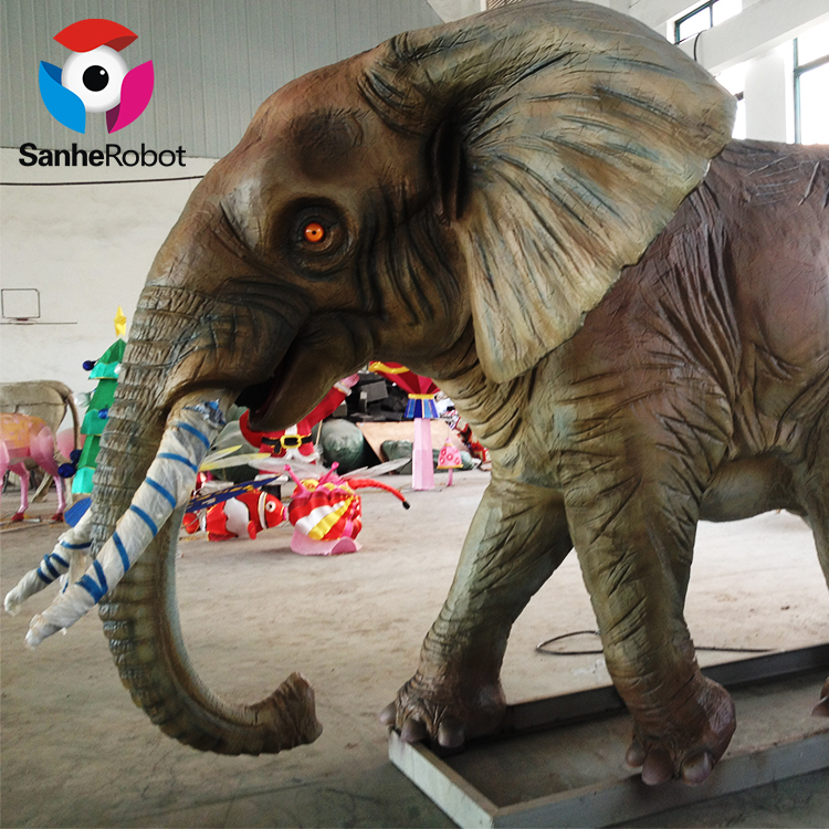 China Wholesale Largest Prehistoric Animal Quotes Pricelist - Professional Wildlife L=3m Animatronic Animal Life Size Large Elephant Statues  – Sanhe detail pictures