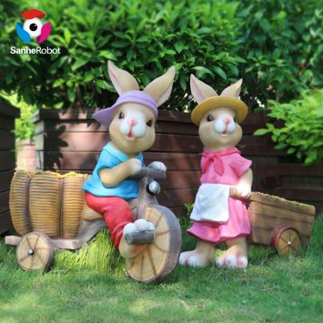 Hot-sell Traditional fiberglass sculpture decorative rabbit for indoor and outdoor decoration