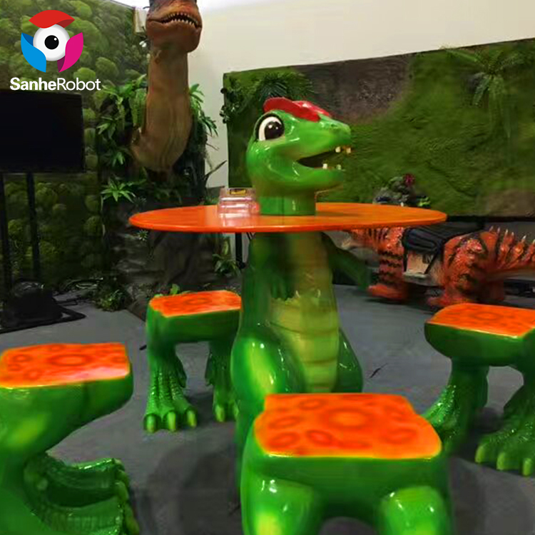 China Wholesale Diy Parade Float Factory Quotes - Decorative cartoon characters fiberglass dinosaur table and chairs  – Sanhe