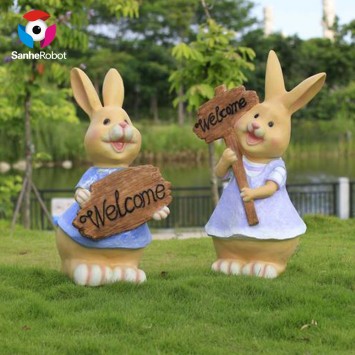 Hot-sell Traditional fiberglass sculpture decorative rabbit for indoor and outdoor decoration