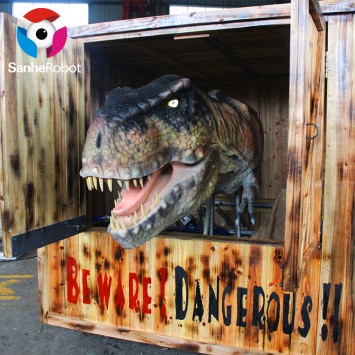 Model Hide in Box for Outdoor Theme Decorations Robotic Artificial Life-size Fiberglass Park Dinosaur Head