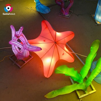 Chinese Sea Animal Lantern Silk LED Lantern Light for Garden Lantern Decor