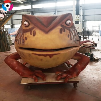 Amusement Park Theme Park Kids Game Electric Animatronic Animal Mechanical Frog Statue for sale