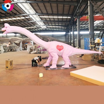 Dino Park Giant Outdoor Dinosaur Model Pink Brachiosaurus Dinosaur Moving Animatronic Dinosaurier