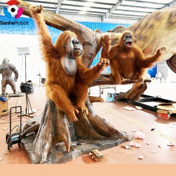 Life Size Artificial Animals Full Size Animatronic Zoo Animals Mechanical Gorilla Animatronic Orangutan