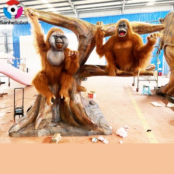Life Size Artificial Animals Full Size Animatronic Zoo Animals Mechanical Gorilla Animatronic Orangutan