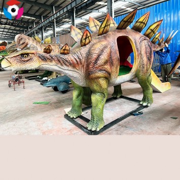 Customized Kiddie Amusement Park Game Life Size Stegosaurus Dinosaur Slide