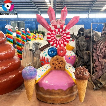 Indoor Outdoor Winkelcentrum Waterdichte Siliconen Rubber Giant Ijs Snoep Zoete Donuts Standbeeld Decoratie