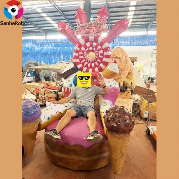 Indoor Outdoor Shopping Mall Waterproof Silicone Rubber Giant Ice Cream Candy Sweet Donuts Statue Decoration