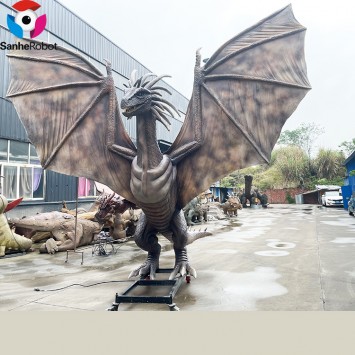 Theme Park Attractive Realistic Robotic Life Size Western Flying Dragons Animatronics for sale