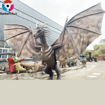 Theme Park Attractive Realistic Robotic Life Size Western Flying Dragons Animatronics for sale