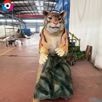 Sanhe Newest Amusement Park Ride On Simulation Tiger Animal Model Animatronic Tiger Ride for Kids Adult