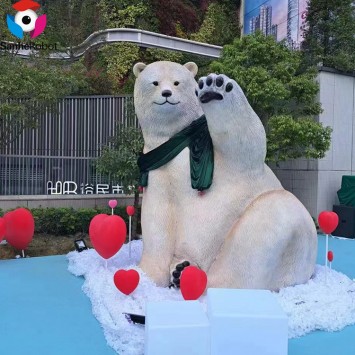 Sanhe Robot High Simulation Animal Statue Silicone Life Size Polar Bear Sculpture for Christmas Decoration