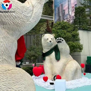 Sanhe Robot High Simulation Animal Statue Silicone Life Size Polar Bear Sculpture for Christmas Decoration