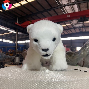 Sanhe Robot Hand Craft Simulation Baby Animal Animatronic Realistic Polar Bear Hand Puppet for Show