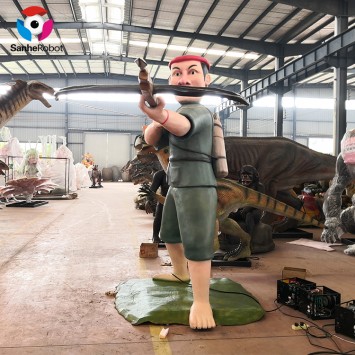 Customized high simulation animatronic human vivid artificial man with bow and arrow sculpture for sale