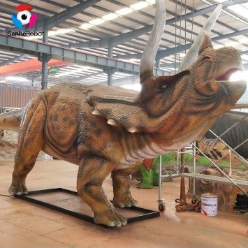 Outdoor exhibition animatronic dinosaurios roaring Triceratops dinosaur model for sale