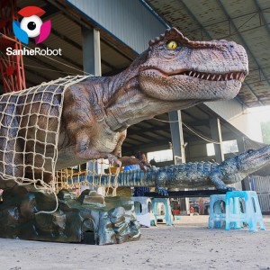 Adventure Park Equipment Large Animatronic Captured T-REX Dinosaur