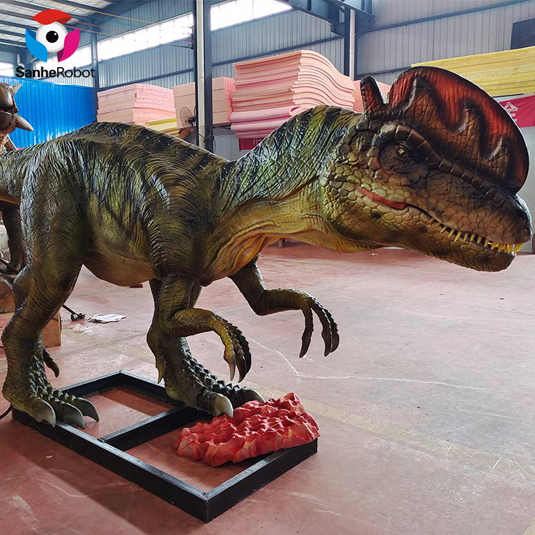 China Wholesale Animated Dinosaur Factory Quotes - Realistic animatronic dinosaur mechanical dinasour model Dilophosaurus eating meat for outdoor dinasour park decoration  – Sanhe detail pictures