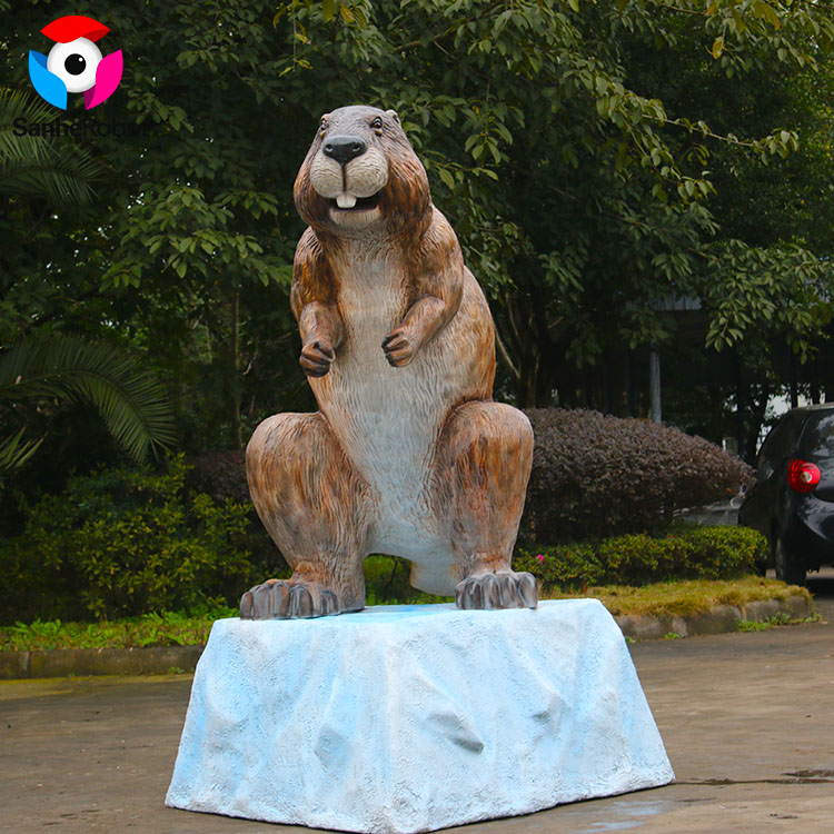 China Wholesale Life Size Dinosaur Statue Factories Pricelist - Park Decoration Fiberglass Resin Beaver Sculpture Animal  – Sanhe