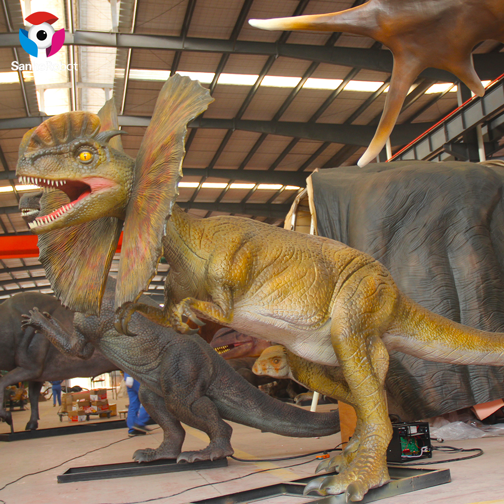 China Wholesale 3 Headed Dinosaur Factory Quotes - Outdoor Playground decoration props waterproof dinosaur robotic dinosaur Dilophosaurus model  – Sanhe detail pictures