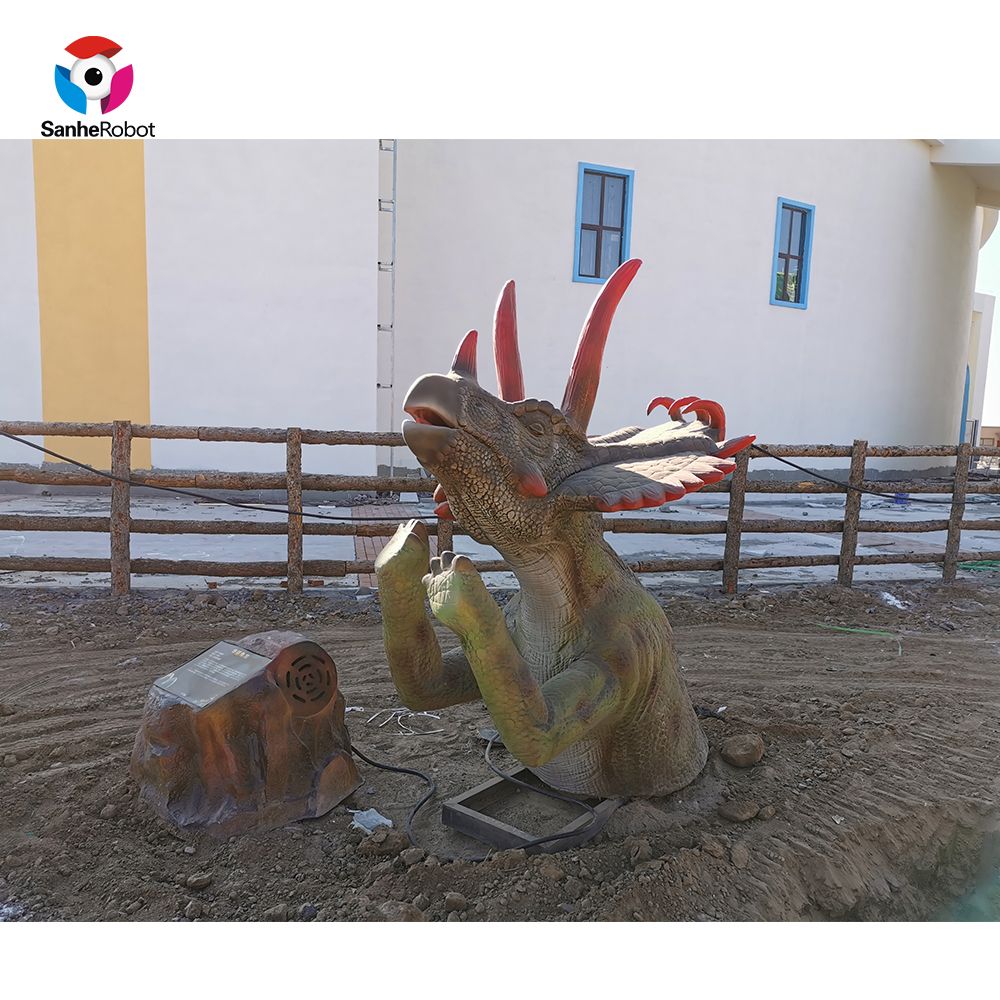 China Wholesale Dinosaur Theme Ideas Quotes Pricelist - Scene Decoration Animatronic Bust of Yutyrannus Dinosaurs Sinking into Swamp  – Sanhe Featured Image