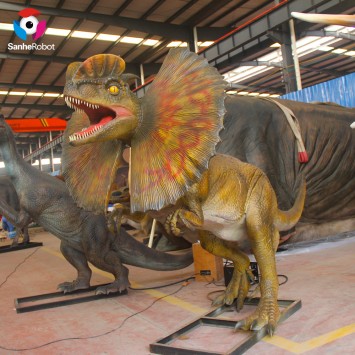 Outdoor Playground decoration props waterproof dinosaur robotic dinosaur Dilophosaurus model