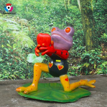 Life Size Cartoon Frog Rubber Sculpture