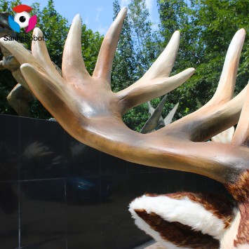 Outdoor Large Animatronic Sculpture Deer Head For Christmas Decoration