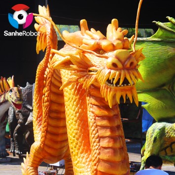 Life-size Artificial Moving Animatronic Silicone Chinese Dragon Statue